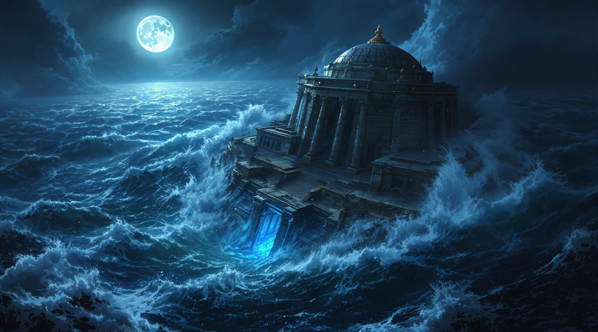 Scene from Atlantis Protocol, the Broadway sci-fi time travel love story musical about Atlantis.